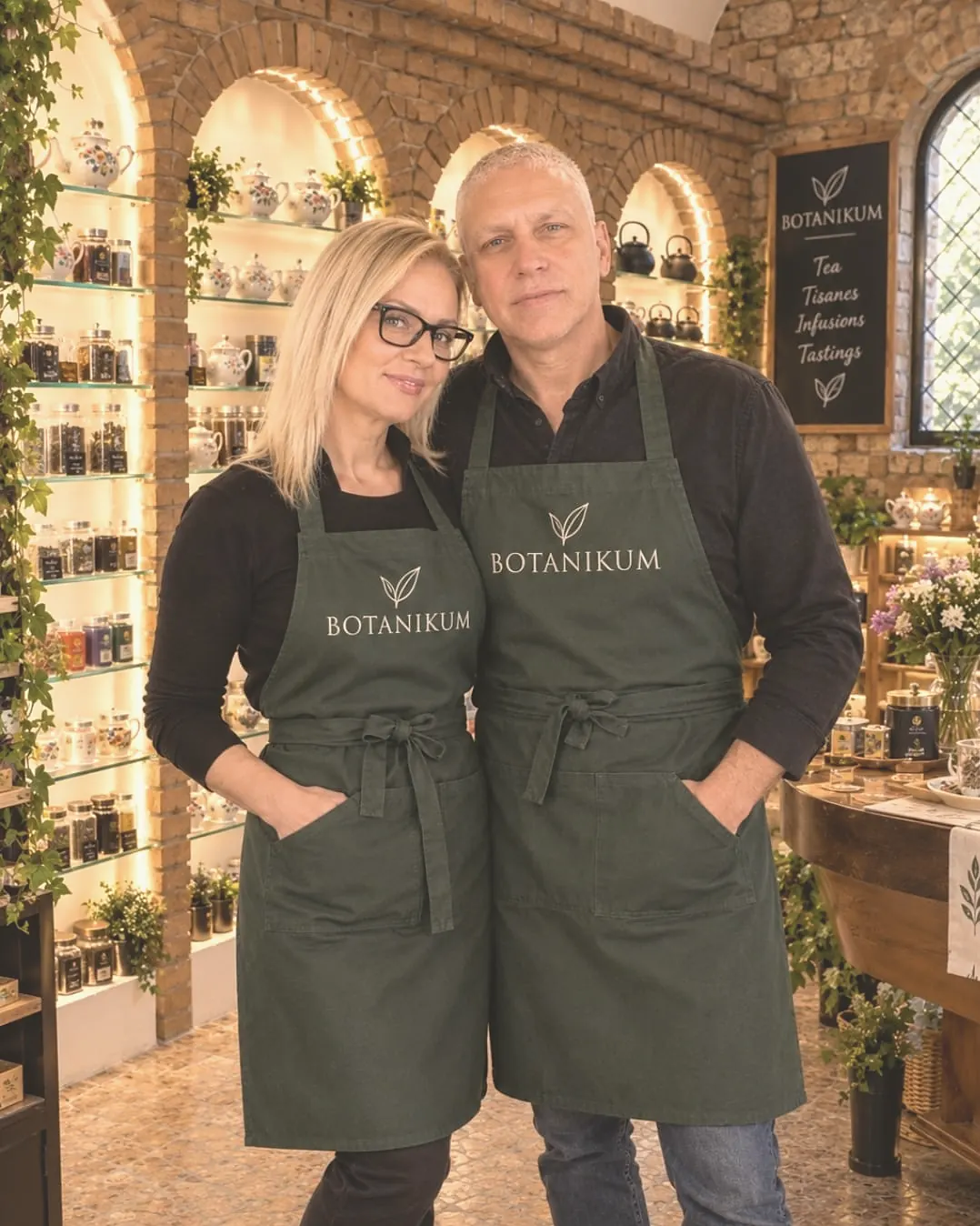 Elena e Pietro, titolari di Botanicum, nella loro bottega