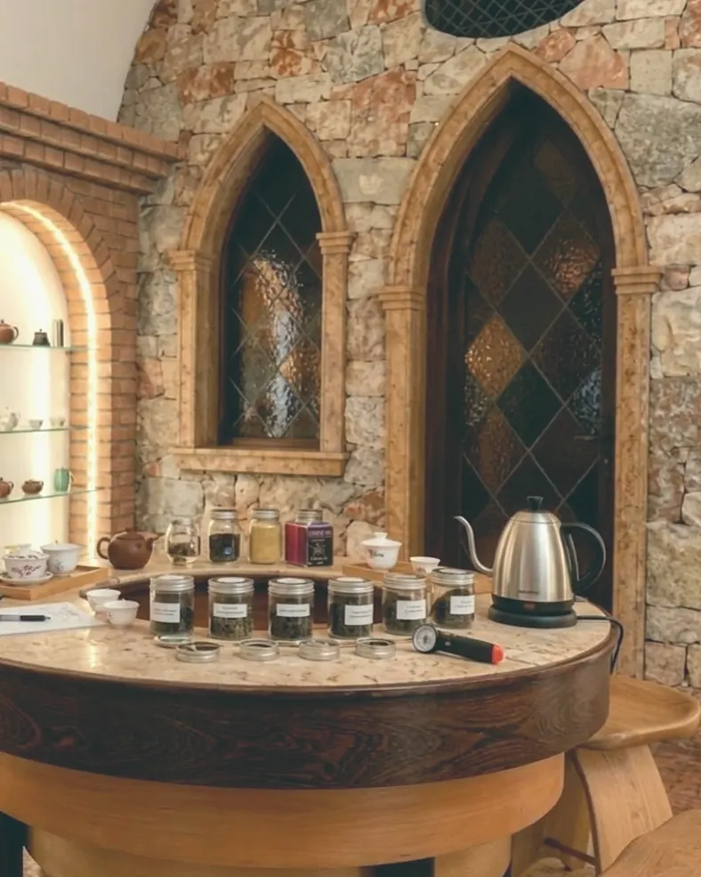 L’antica cantina con archi a sesto acuto sotto la bottega Botanicum a Trento